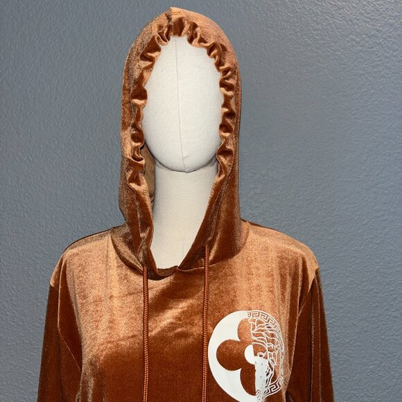 CROOKS & CASTLES RUST VELVET MEDUSA LIMITED EDITION PREMIUM PULLOVER HOODIE - Picture 2 of 9